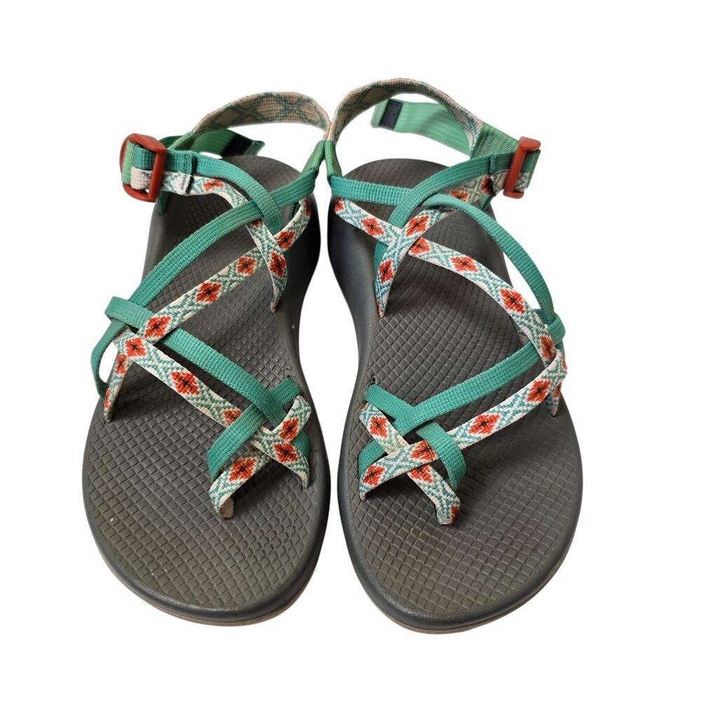Chaco Mint Blue Orange Hiking Sandal Size 9 Womens